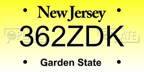 362ZDK New Jersey License Plate