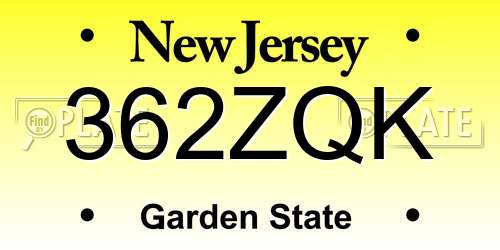 362ZQK New Jersey License Plate