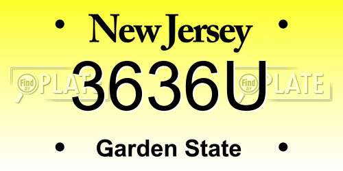 3636U New Jersey License Plate