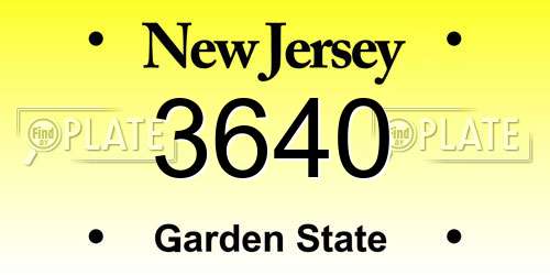 3640 New Jersey License Plate