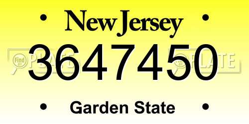 3647450 New Jersey License Plate