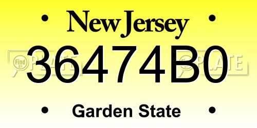 36474B0 New Jersey License Plate