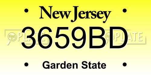 3659BD New Jersey License Plate