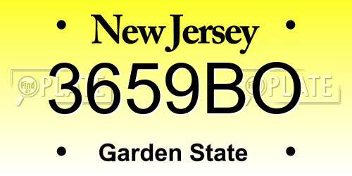 3659BO New Jersey License Plate