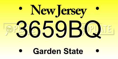 3659BQ New Jersey License Plate