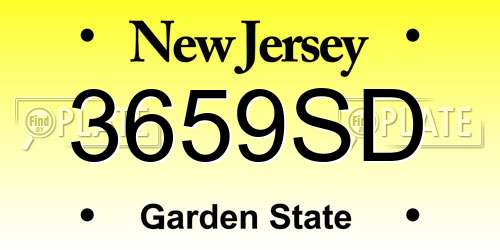 3659SD New Jersey License Plate