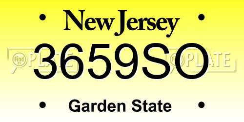 3659SO New Jersey License Plate