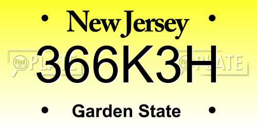 366K3H New Jersey License Plate