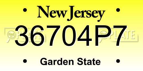 36704P7 New Jersey License Plate