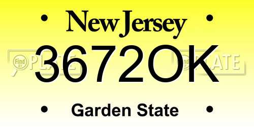3672OK New Jersey License Plate