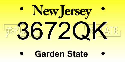 3672QK New Jersey License Plate