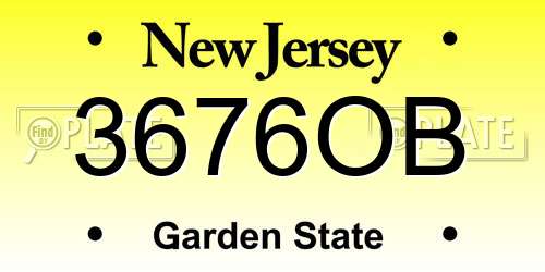 3676OB New Jersey License Plate