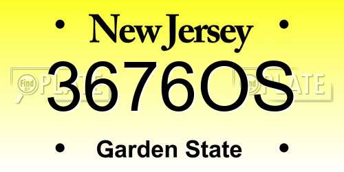 3676OS New Jersey License Plate