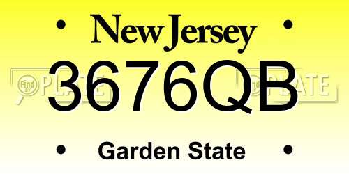 3676QB New Jersey License Plate