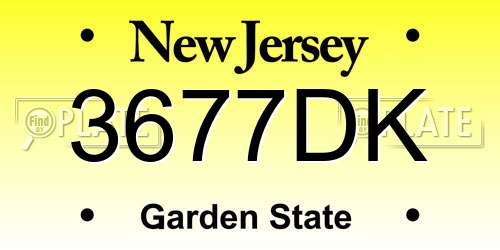 3677DK New Jersey License Plate
