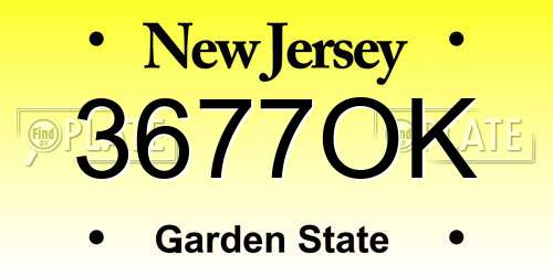 3677OK New Jersey License Plate