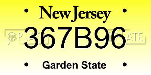 367B96 New Jersey License Plate