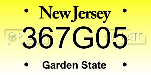 367G05 New Jersey License Plate