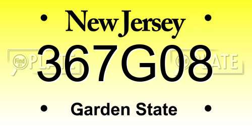367G08 New Jersey License Plate