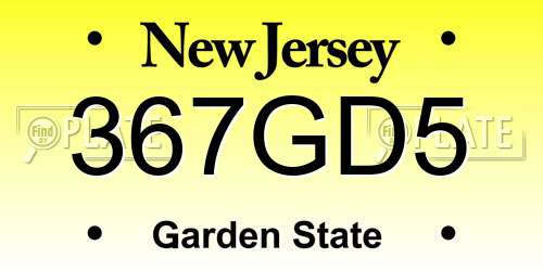 367GD5 New Jersey License Plate
