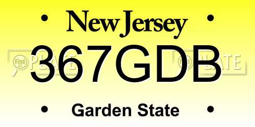 367GDB New Jersey License Plate