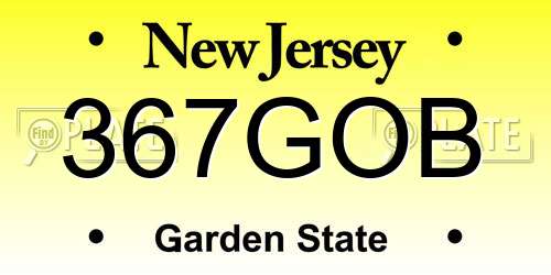 367GOB New Jersey License Plate