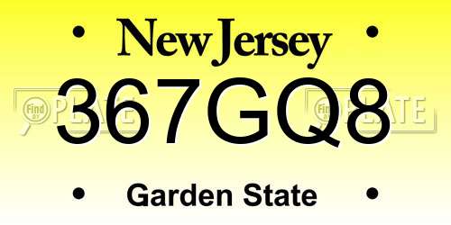 367GQ8 New Jersey License Plate