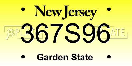 367S96 New Jersey License Plate