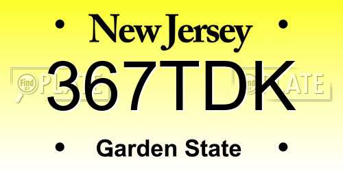 367TDK New Jersey License Plate