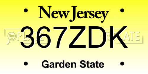 367ZDK New Jersey License Plate