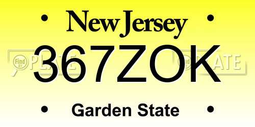 367ZOK New Jersey License Plate