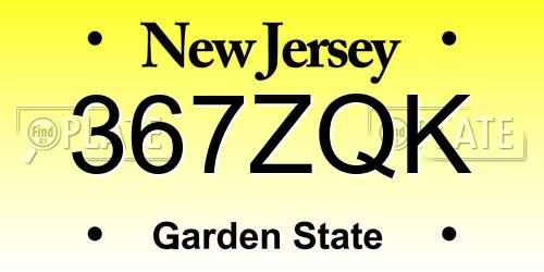 367ZQK New Jersey License Plate