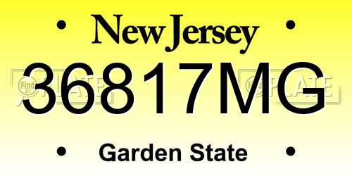 36817MG New Jersey License Plate