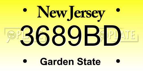 3689BD New Jersey License Plate