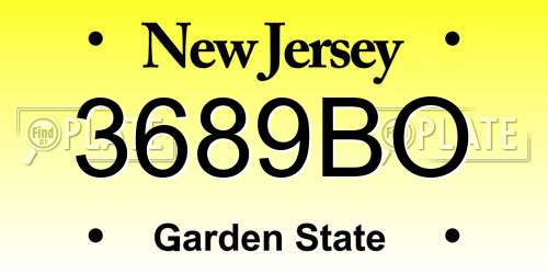 3689BO New Jersey License Plate