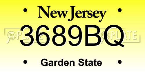 3689BQ New Jersey License Plate