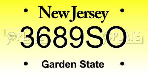 3689SO New Jersey License Plate