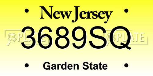 3689SQ New Jersey License Plate