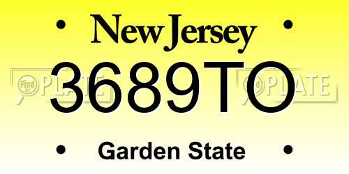 3689TO New Jersey License Plate