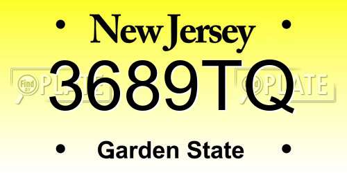 3689TQ New Jersey License Plate