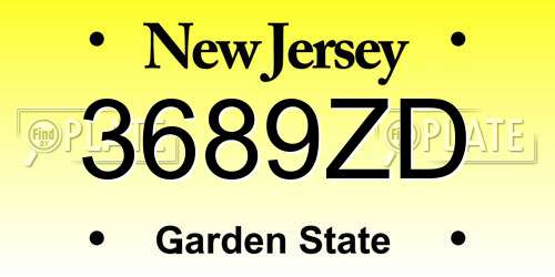 3689ZD New Jersey License Plate
