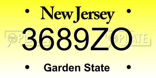 3689ZO New Jersey License Plate