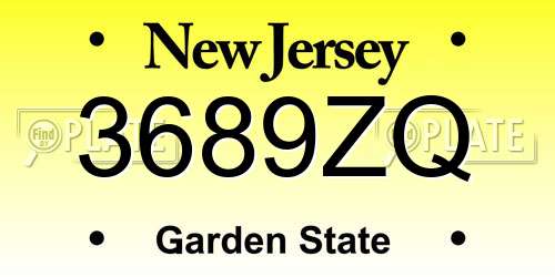 3689ZQ New Jersey License Plate