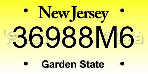 36988M6 New Jersey License Plate