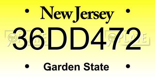 36DD472 New Jersey License Plate