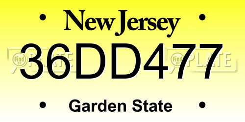 36DD477 New Jersey License Plate