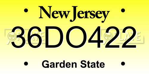 36DO422 New Jersey License Plate