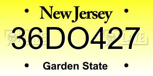 36DO427 New Jersey License Plate