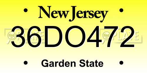 36DO472 New Jersey License Plate