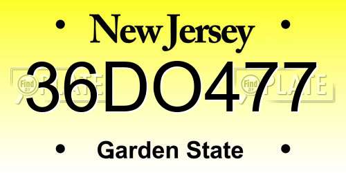 36DO477 New Jersey License Plate